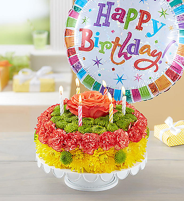 Birthday Wishes Flower Cake&trade; Yellow
