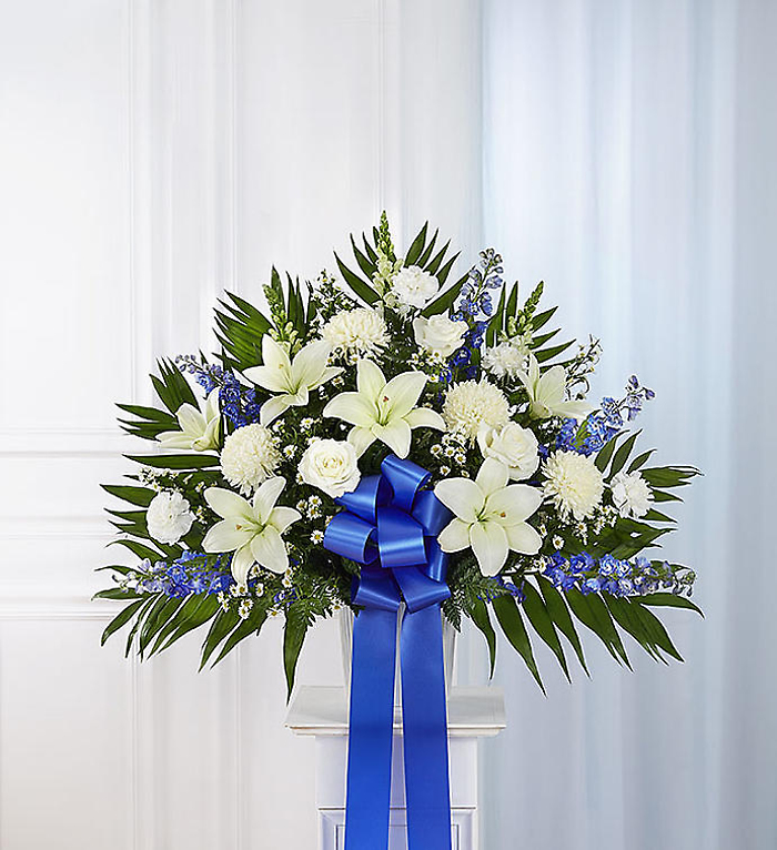 Heartfelt Sympathies&trade; Standing Basket- Blue &amp; White