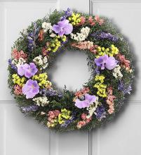 Preserved Pansy Wreath - 16&quot;
