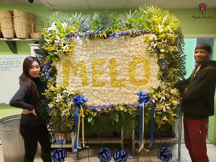 Mural Funeral Flowers Name Plate
