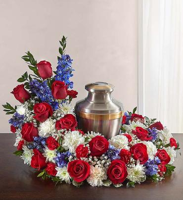 Cremation Wreath - Red, White &amp; Blue