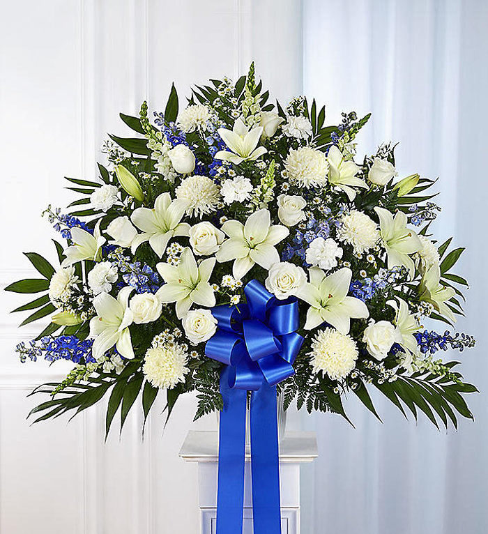 Heartfelt Sympathies&trade; Standing Basket- Blue &amp; White