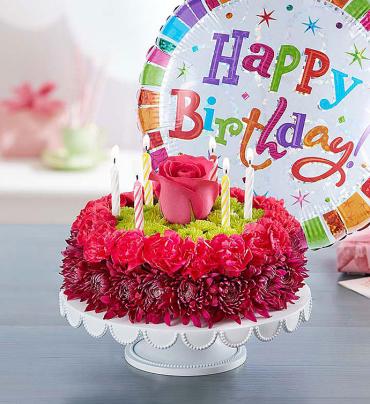 Birthday Wishes Flower Cake&trade; Purple